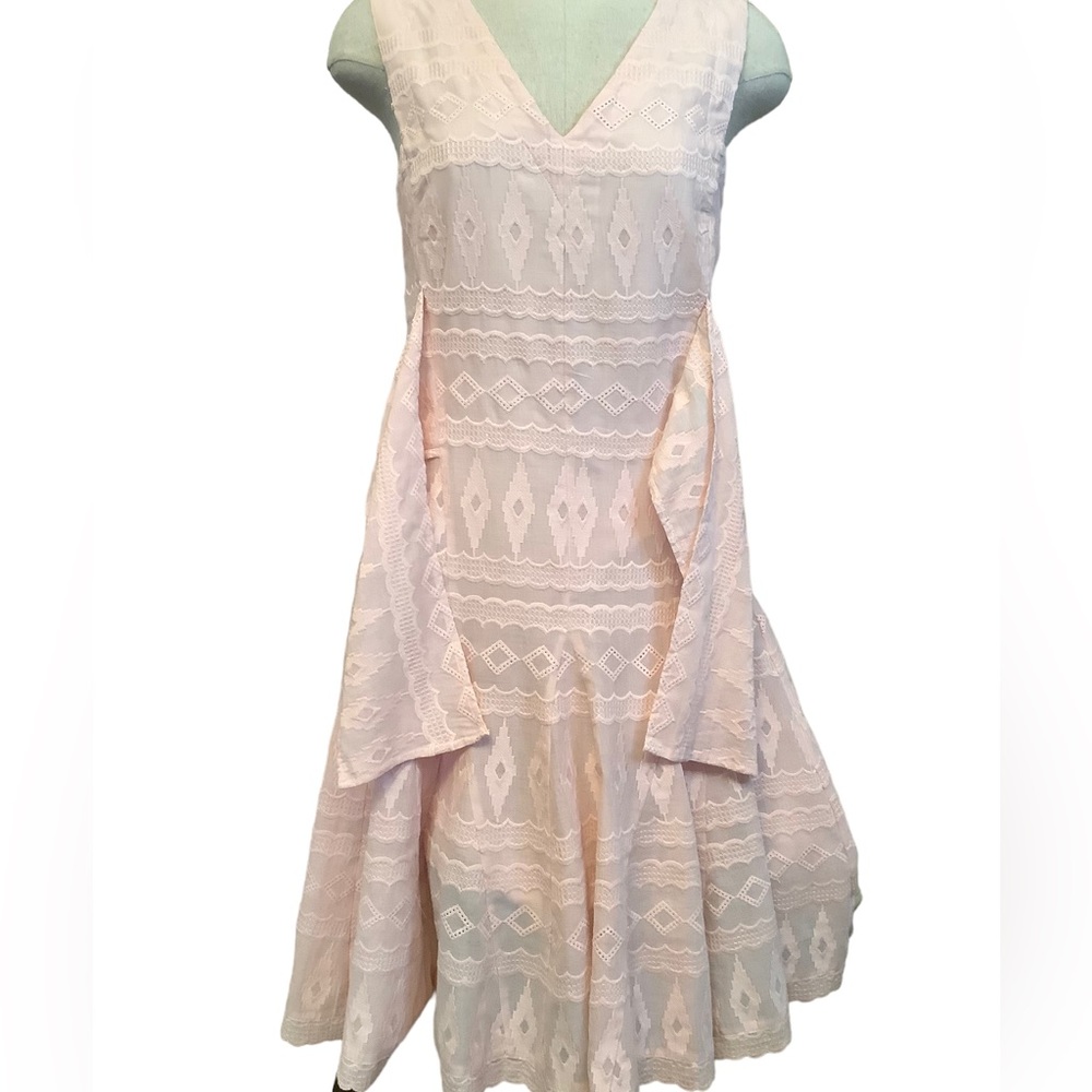 Rebecca Taylor Quartz Pink Embroidered Gauze‎ Cotton Tie Front Sleeveless… - Picture 3 of 13